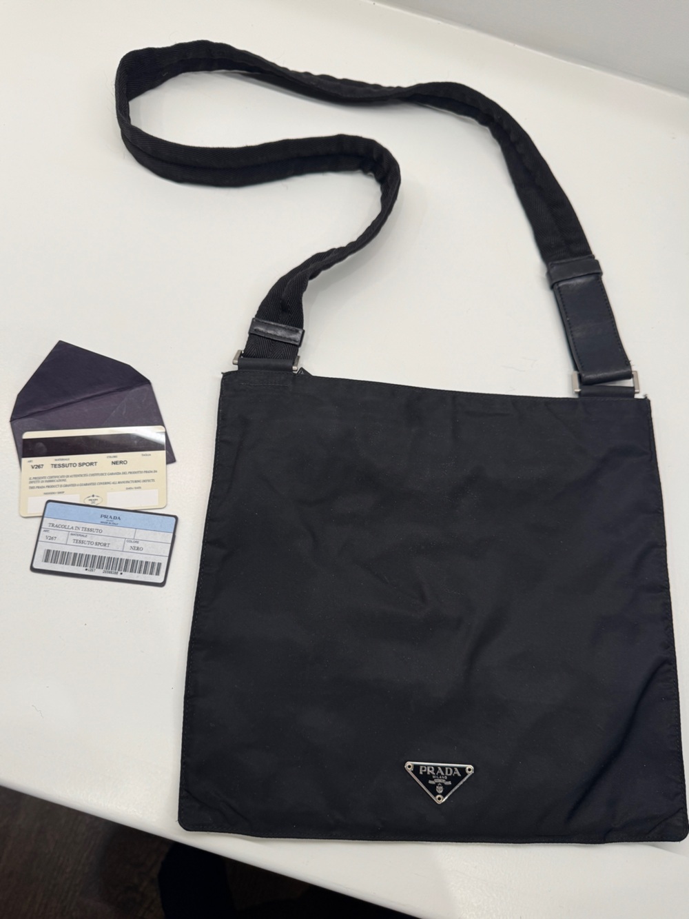 Prada Black Nylon Messenger Crossbody Bag